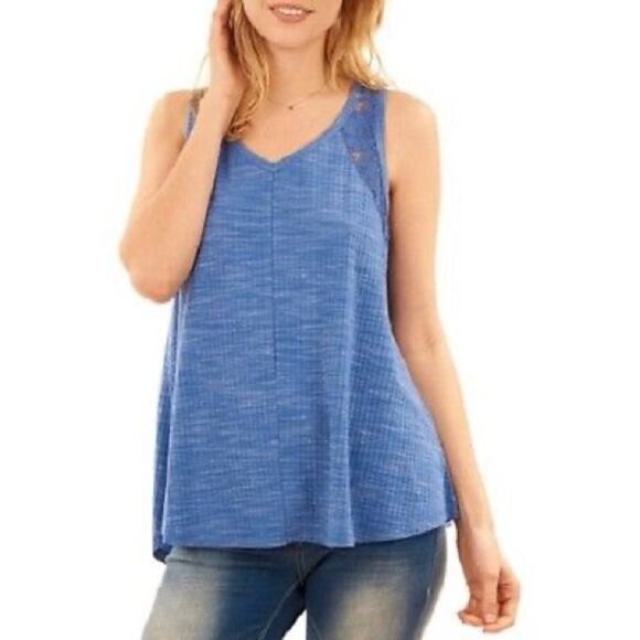 Faded Glory floral lace tank top light blue size Medium - Picture 1 of 9